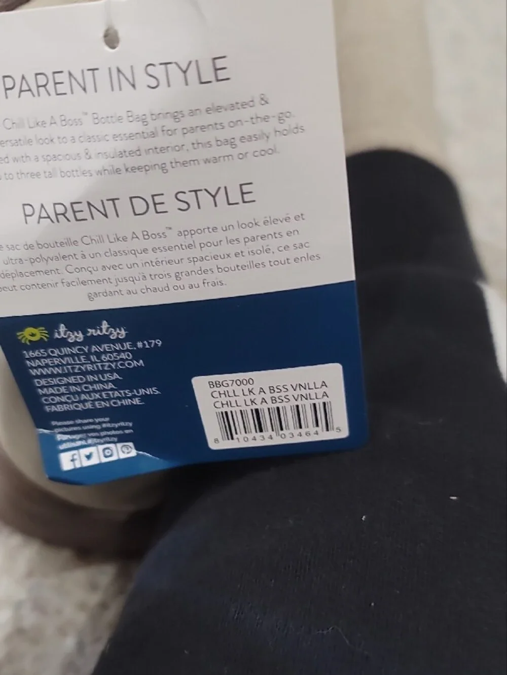 Itzy Ritzy Chill Like a Boss Taupe & Cream Chevron-Panel Bottle Bag